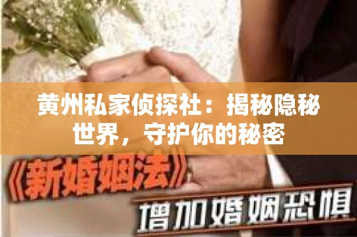 黄州私家侦探社：揭秘隐秘世界，守护你的秘密