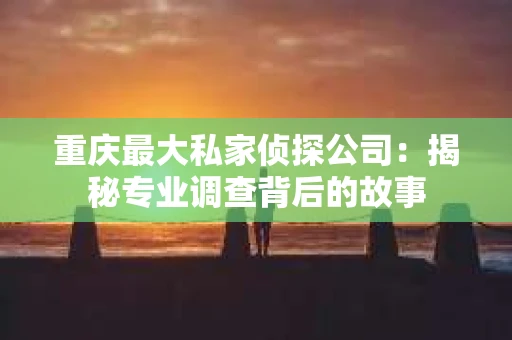 重庆最大私家侦探公司：揭秘专业调查背后的故事