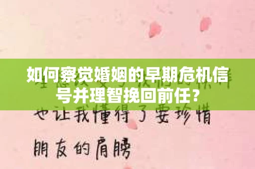 如何察觉婚姻的早期危机信号并理智挽回前任？